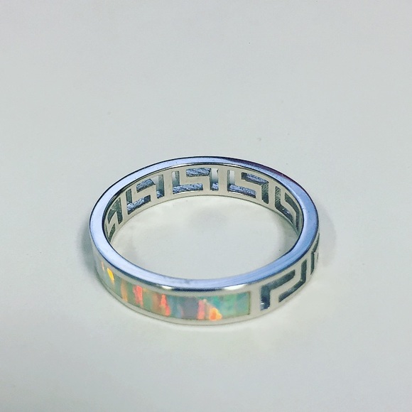 Jewelry - 🆕 925 Sterling Silver Lab Opal Band Ring